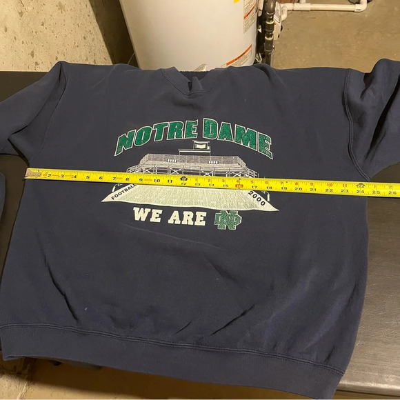 VTG Sweatshirt Blue Notre Dame Fighting Irish Y2K Size XL 2000 We Are Football - Picture 7 of 8